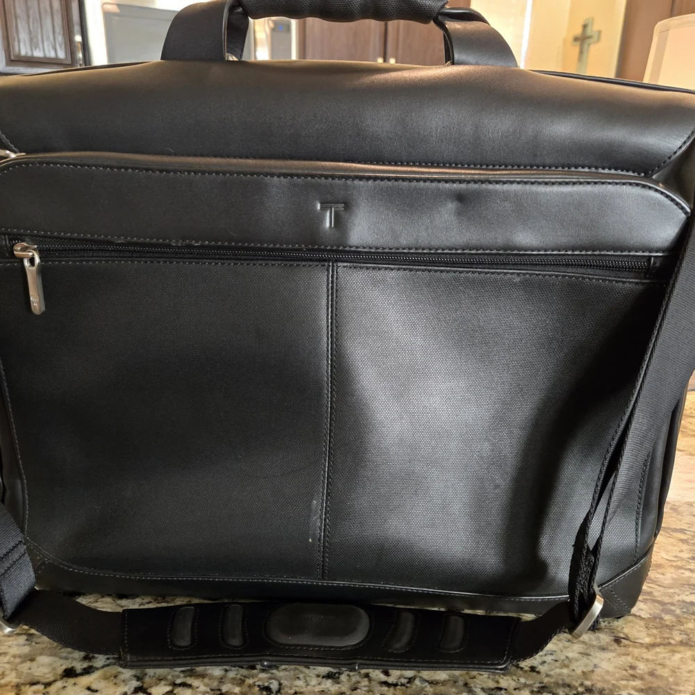 Tumi Black Leather Formula T Briefcase
